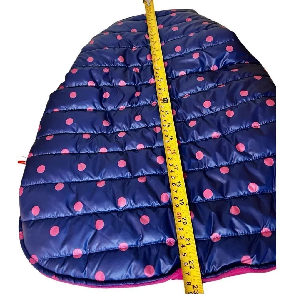TopPaw Dog Puffer Fleeced Line Jacket Blue & Pink Polka Dots Size XL